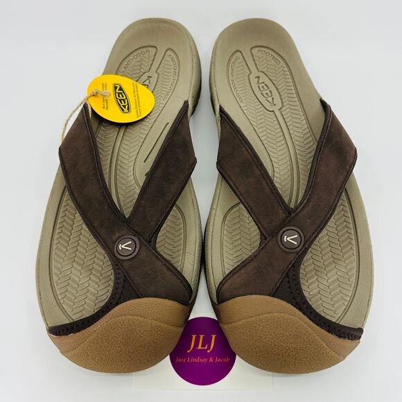 KEEN Men\'s Waimea TG Java Leather Toe Bumper Flip-Flop Sandals 1029128 Size 13 main image 9